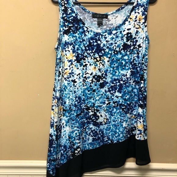 August Silk Women's Blue Watercolor Sleeveless Top Blouse Size M NWT - Picture 1 of 5